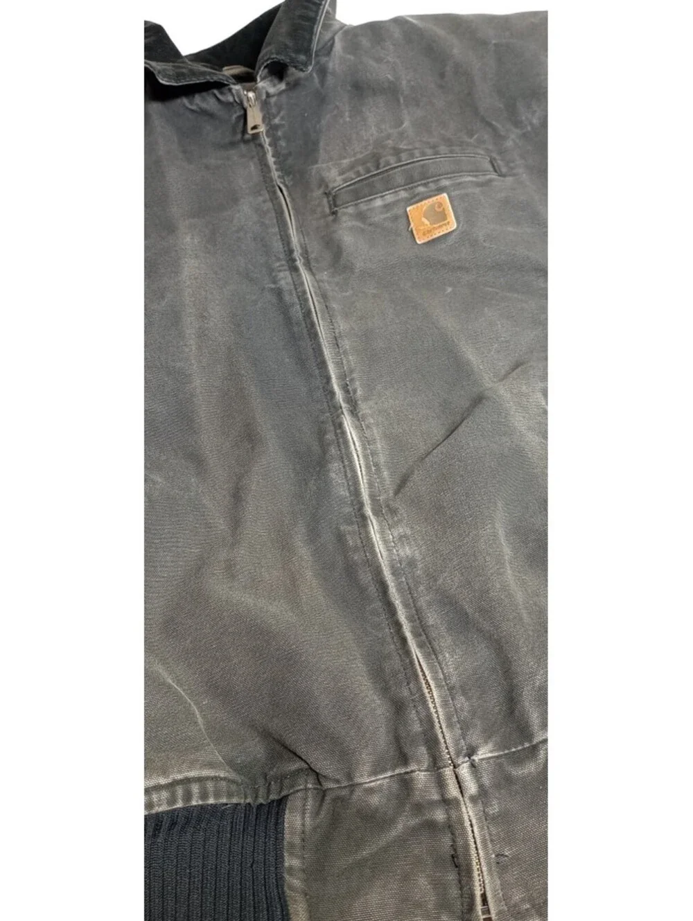 Vtg Carhartt Jacket 101228 BANGSTON Lined Men's Corduroy Collar Distressed Gray